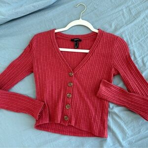 Forever 21 Cherry Ribbed Knit Top